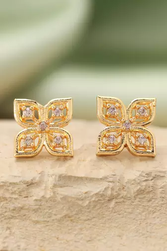 Gold color 12 pairs american diamond stud earrings combo