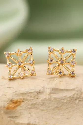 Gold color 10 pairs american diamond stud earrings combo