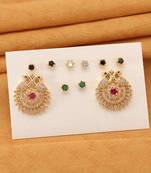 Multi color 5 in 1 color changeable american diamond stud earrings combo