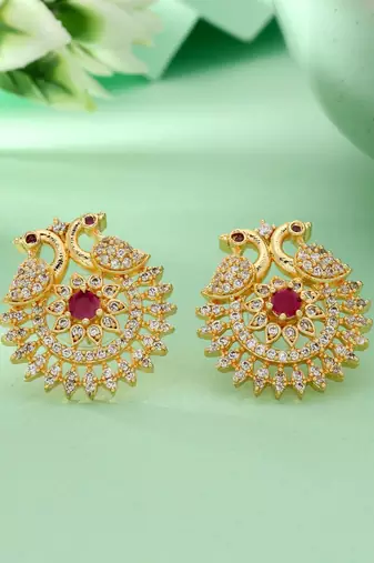 Multi color 5 in 1 color changeable american diamond stud earrings combo