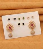 Multi color 5 in 1 color changeable american diamond stud earrings combo