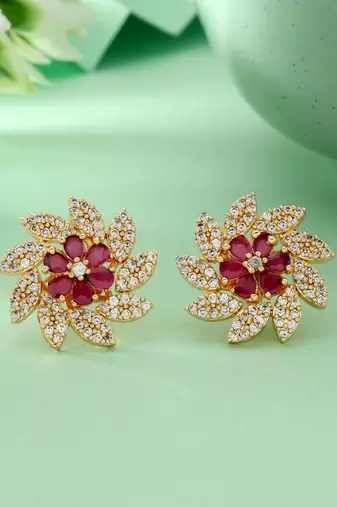 Multi color 5 in 1 color changeable american diamond stud earrings combo