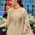 Beige Cotton Silk Hand Work Embroidery Kurta Palazzo Set with Printed Dupatta