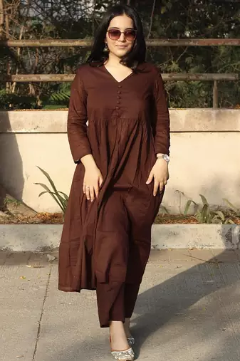 Rayon solid kurti with palazzo pant