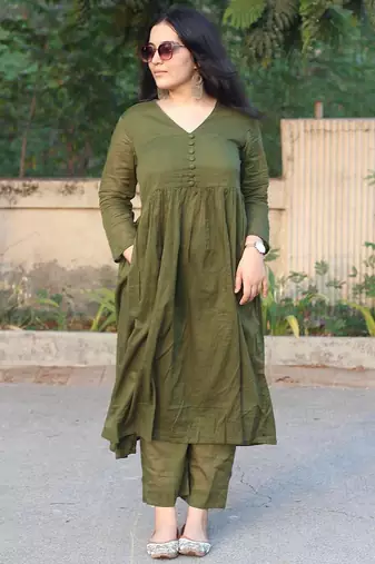 Rayon solid kurti with palazzo pant