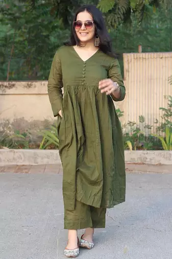 Rayon solid kurti with palazzo pant