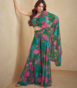 Dark green digital print indowestern wedding collection free size upto 42