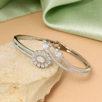 Silver color openable american diamond bracelet 1