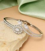 Silver color openable american diamond bracelet