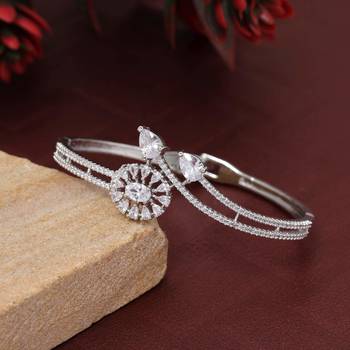 Silver color openable american diamond bracelet 2