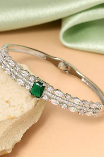 Green color openable american diamond bracelet