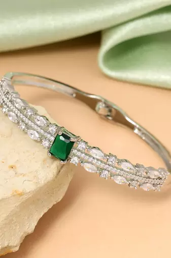 Green color openable american diamond bracelet