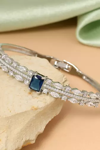 Blue color openable american diamond bracelet