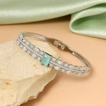 Pista green color openable american diamond bracelet 1
