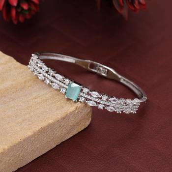 Pista green color openable american diamond bracelet 2