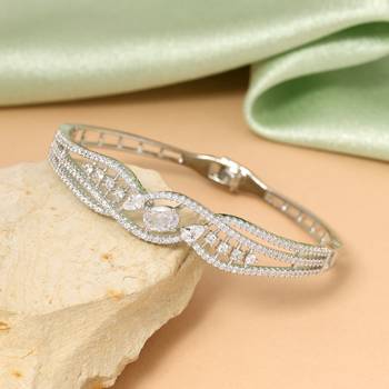 Silver color openable american diamond bracelet 1