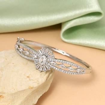 Silver color openable american diamond bracelet 1