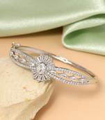 Silver color openable american diamond bracelet