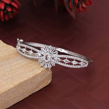 Silver color openable american diamond bracelet 2