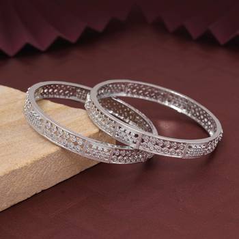 Silver color american diamond bangle size: 2.8 1