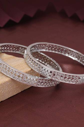 Silver color american diamond bangle size: 2.8