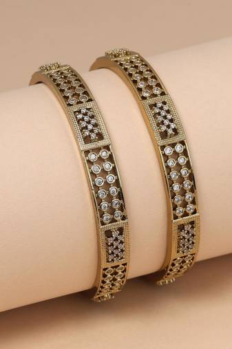 Gold color american diamond bangle size: 2.6