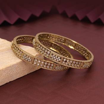Gold color american diamond bangle size: 2.6 2