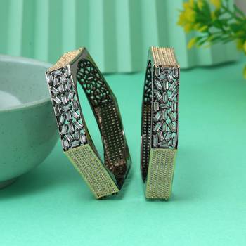 Gold & silver color american diamond bangle size: 2.6 1