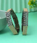 Gold & silver color american diamond bangle size: 2.8