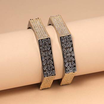 Gold & silver color american diamond bangle size: 2.8 2