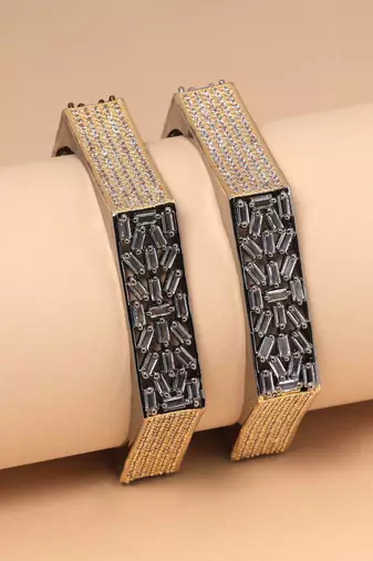Gold & silver color american diamond bangle size: 2.8