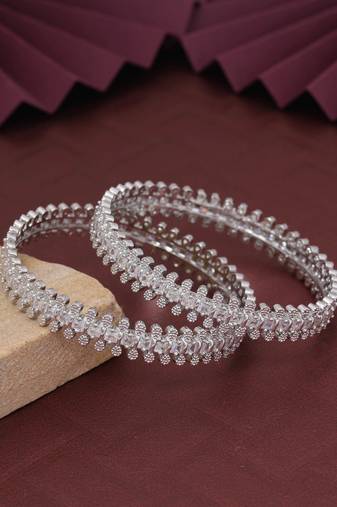Silver color american diamond bangle size: 2.6