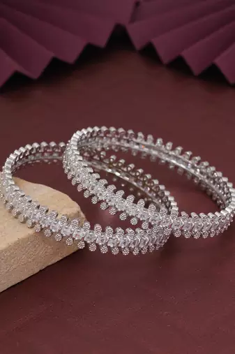 Silver color american diamond bangle size: 2.6