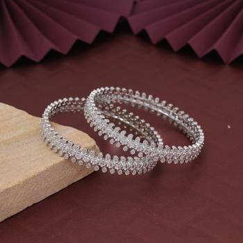 Silver color american diamond bangle size: 2.8 1