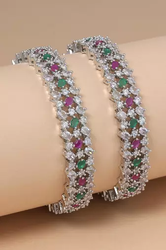 Multi color american diamond bangle size: 2.8