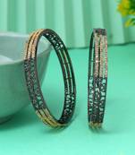Black & gold color american diamond bangle size: 2.8