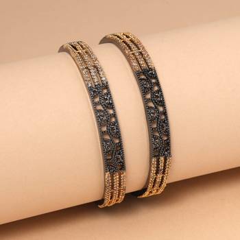 Black & gold color american diamond bangle size: 2.8 2