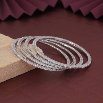 Silver color american diamond bangle size: 2.8 1