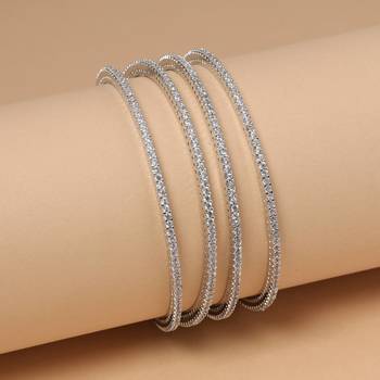 Silver color american diamond bangle size: 2.8 2