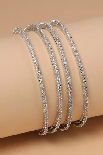 Silver color american diamond bangle size: 2.8