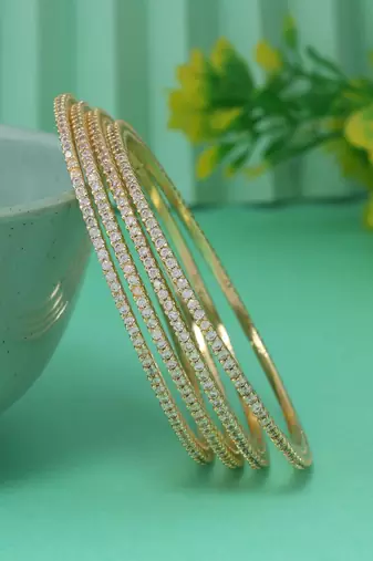 Gold color american diamond bangle size: 2.8