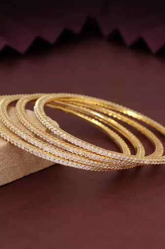 Gold color american diamond bangle size: 2.8