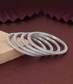 Silver color american diamond bangle set size: 2.6
