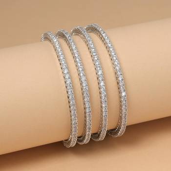 Silver color american diamond bangle set size: 2.10 2