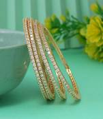 Gold color american diamond bangle set size: 2.10