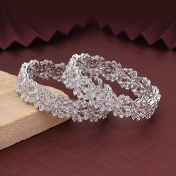 Silver color american diamond bangle size: 2.6 1
