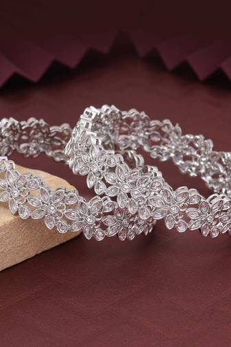 Silver color american diamond bangle size: 2.8