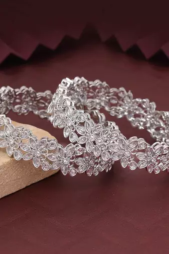 Silver color american diamond bangle size: 2.8