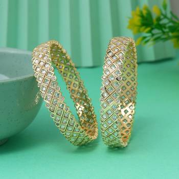 Gold color american diamond bangle size: 2.6 1