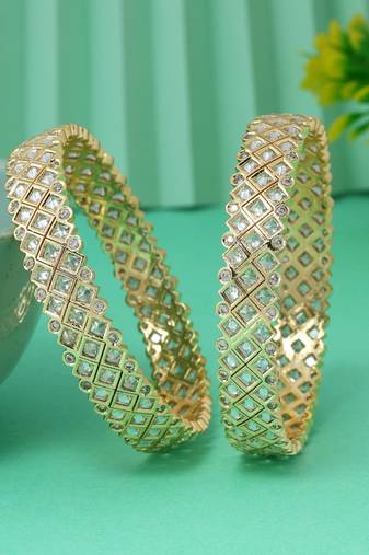 Gold color american diamond bangle size: 2.6
